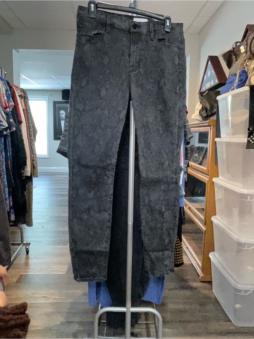 Frame Denim Black Snake Skin Print Skinny Jeans